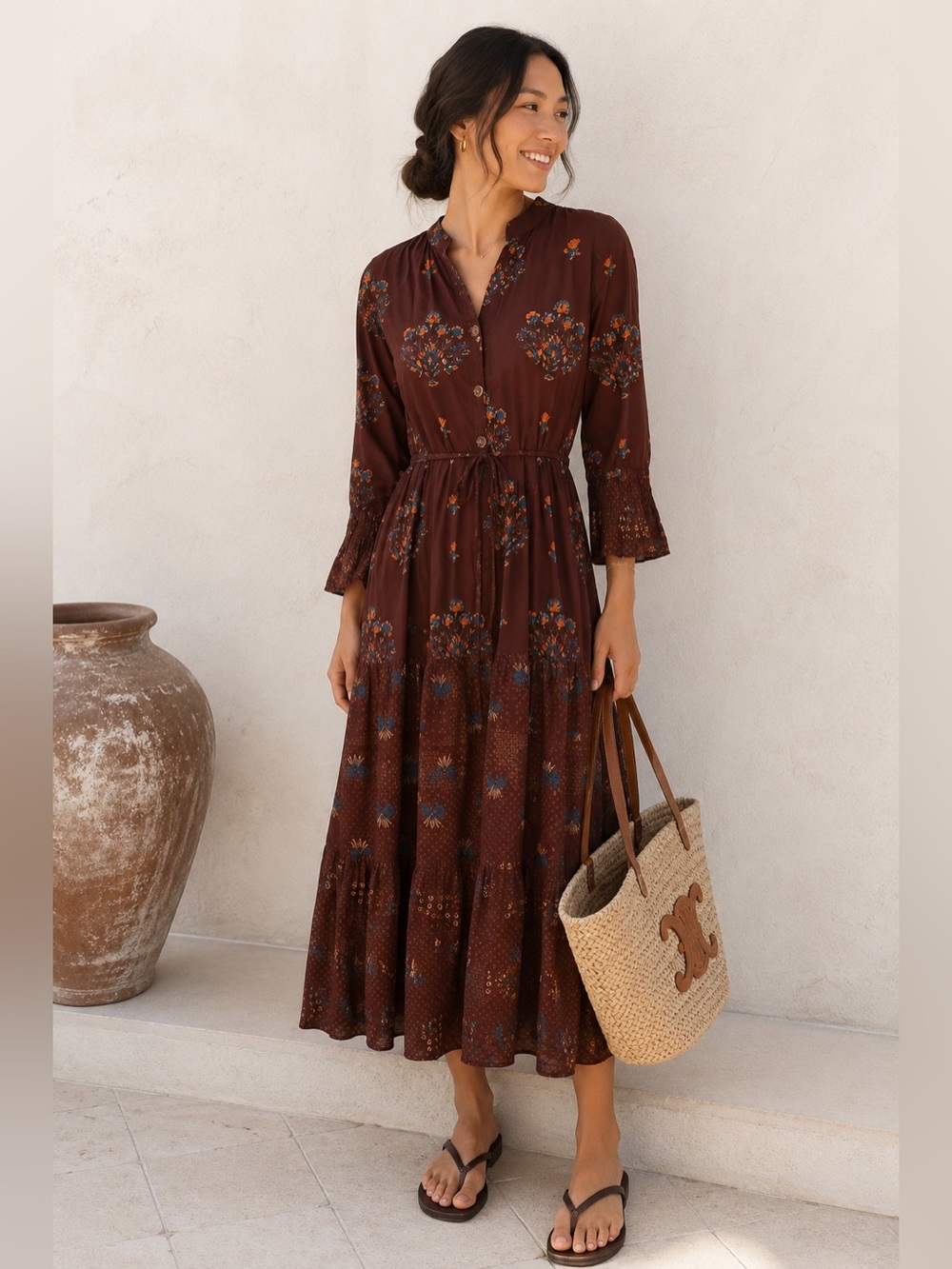 Bohemian Cotton Tiered Dress